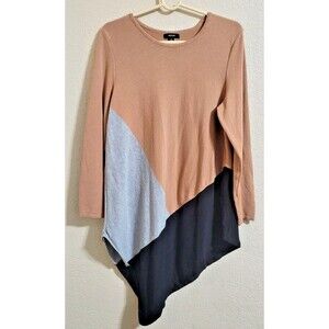 ALFANI Women's Oversized Sweater Asymmetrical Tunic Black, Gray, Tan XL X Large
